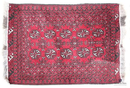 Tappeto turkmeno (ordito, trama e pelo in lana), T