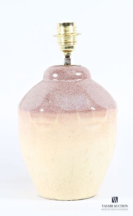 Pied de lampe de forme ovoïde en grès émaillé dans