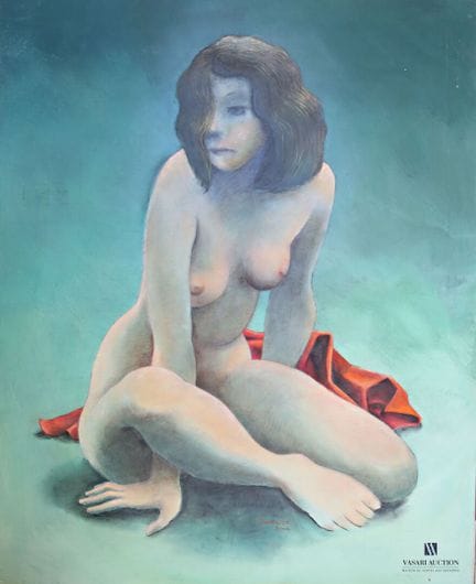DOUENCE
Nude on a Red Sheet
Mixed media on paper
S