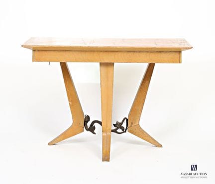 Console in legno impiallacciato, con piano rettang