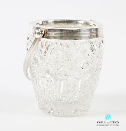 Cubitera de cristal moldeado con motivos de puntas