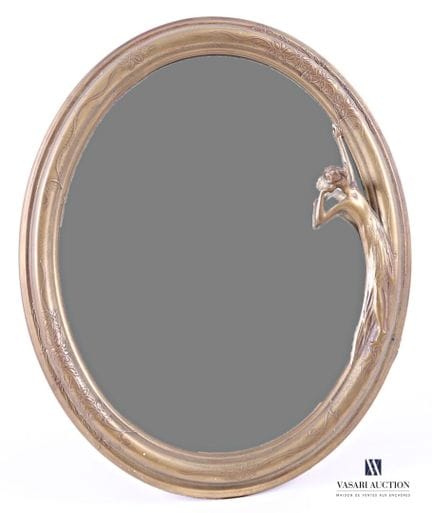 Espejo de cuerpo entero de forma ovalada, de bronc