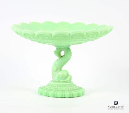 Plato para dulces de cristal opalino verde agua, c