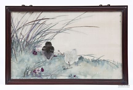 CHINE
Les oisillons
Aquarelle et broderie sur soie