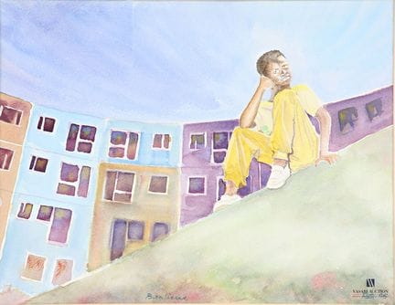 Escuela contemporánea 
Suburbios
Acuarela sobre pa