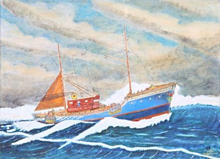 Contemporary Art 
Boat in Rough Seas
Mixed media o