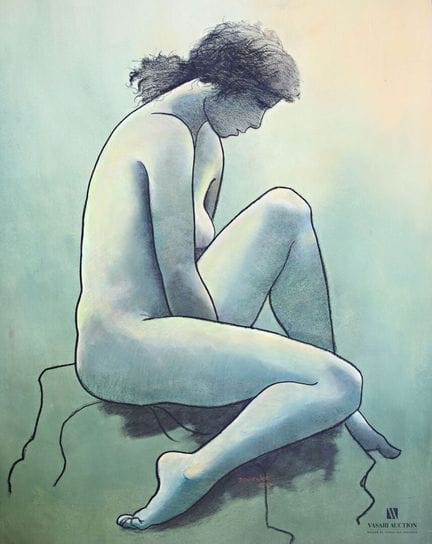 DOUENCE
Nude on a Rock
Mixed media on paper
Signed