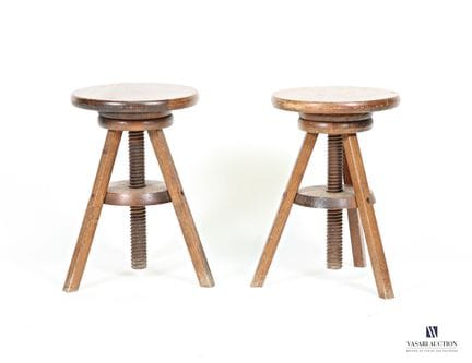 Juego de dos taburetes con asiento ajustable media