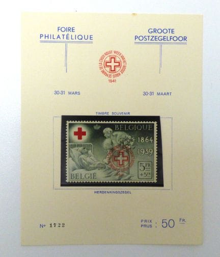 Belgique 1941 : Nr 582B, le timbre surchargé Croix