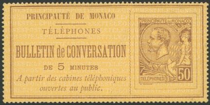 Monaco: Biglietto telefonico da 1, 50 c marrone, i