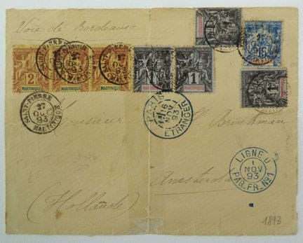 Martinique 1893 : Devant de lettre (pli d'archive)