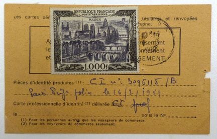 Frankreich 1949: 1000 Fr., Luftpost auf Abonnement