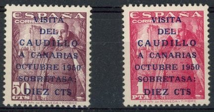 Spagna 1950: n. 806A/07A, i 2 francobolli sovrasta