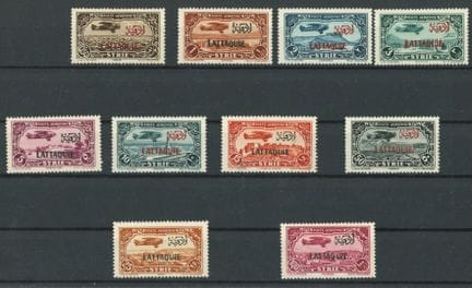 Lattaquié 1931 : PA 2/11, la série des 10 valeurs 