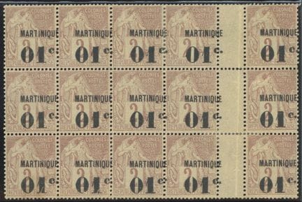 Colonie francesi/Martinica: n. 7, 1886, blocco da 