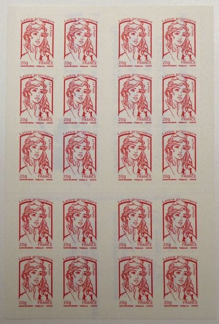Francia: n. 851-C10, libretto da 20 francobolli "M