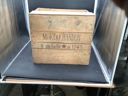 Antique wooden shipping crate from the MOËT CHANDO