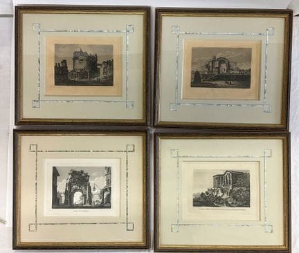 4 gravures (fin XIX ème) avec un même travail d’en
