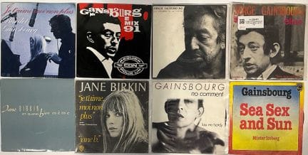 8 disques 45 tours contenant Jane Birkin et Gainsb