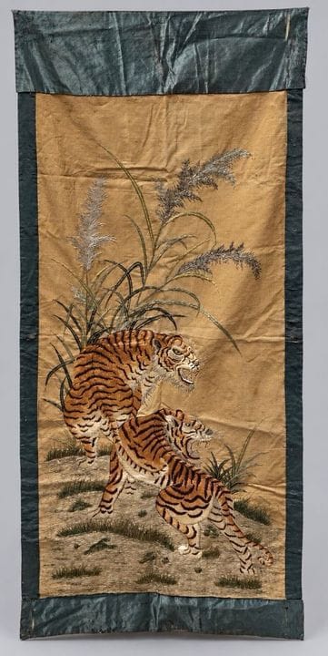 Far Eastern-style tapestry featuring a tiger motif