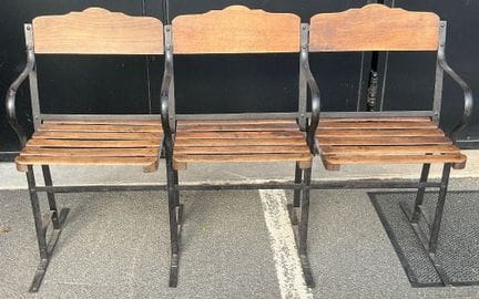 Set of 3 vintage folding chairs made of wood and m