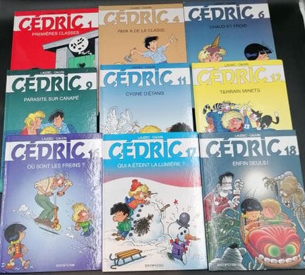 CÉDRIC, éditions Dupuis, 9bd.
T1,4,6,9,11,12,16,17