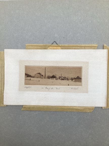 Una litografia firmata Richard. Paesaggio di perif