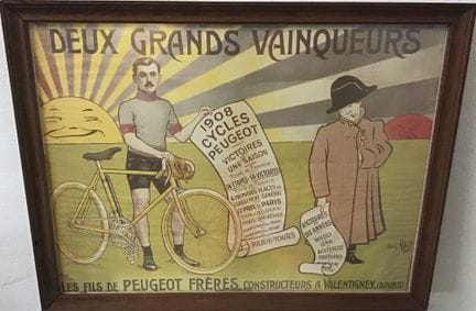 Reproduction of a 1986 poster for Peugeot bicycles