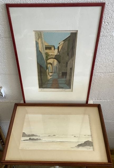 Acquerello e matita, «riva del mare, tramonto» 
Fi
