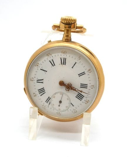 Montre de gousset en or jaune (cheval) cadran émai