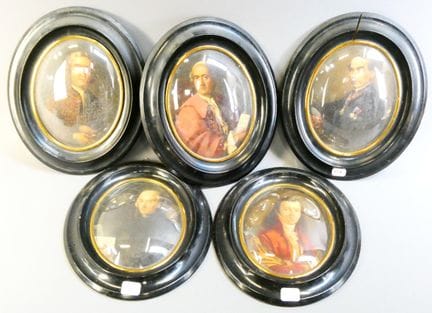 Serie di cinque ritratti a olio su cartone, raffig