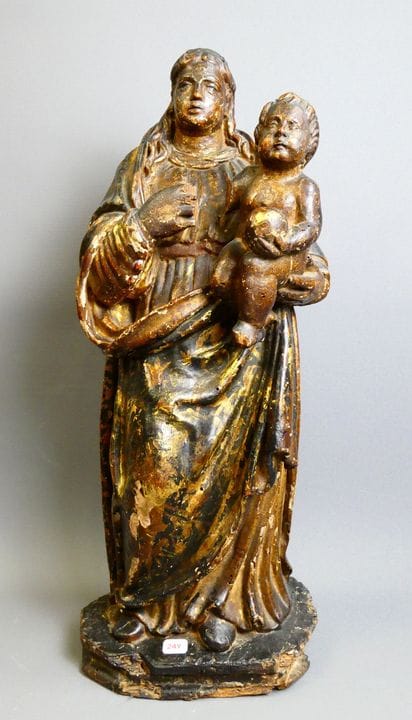 Madonna con Bambino in legno policromo e dorato; i