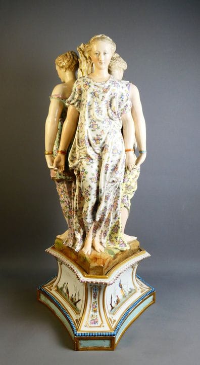 In stile Meissen, grande scultura in porcellana po