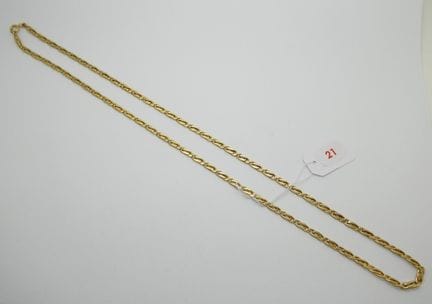 Collier en or jaune 18k maille plate. 62 cm. 22,2 