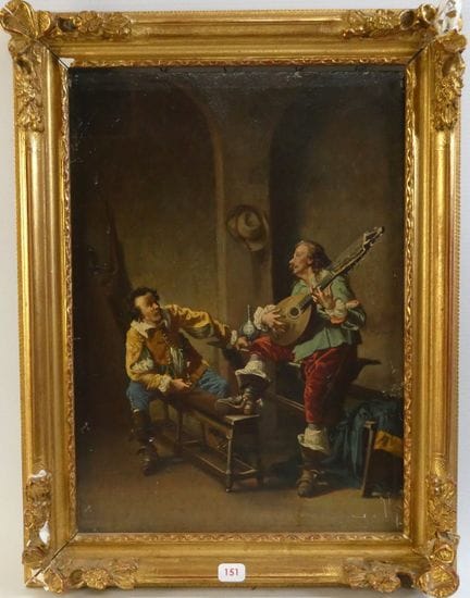 Der Mandolinenspieler. Öl auf Holztafel, anonymer 