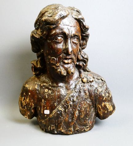 Busto di San Giovanni Battista in legno di tiglio 