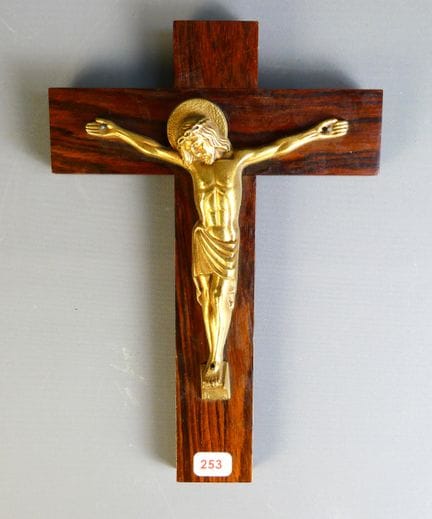 DORLIA. Crocifisso in bronzo e palissandro, firmat