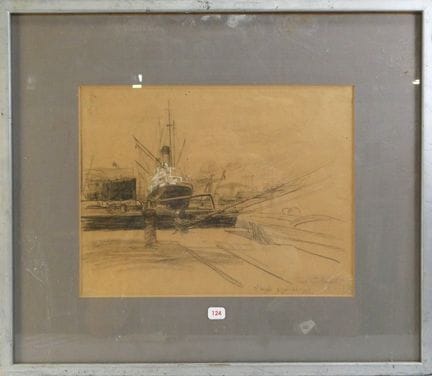 Paul-Emile MANGEANT (1869–ca. 1939), Schiff am Kai