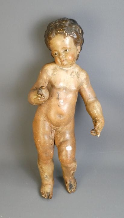 Scultura in legno policromo raffigurante il Bambin