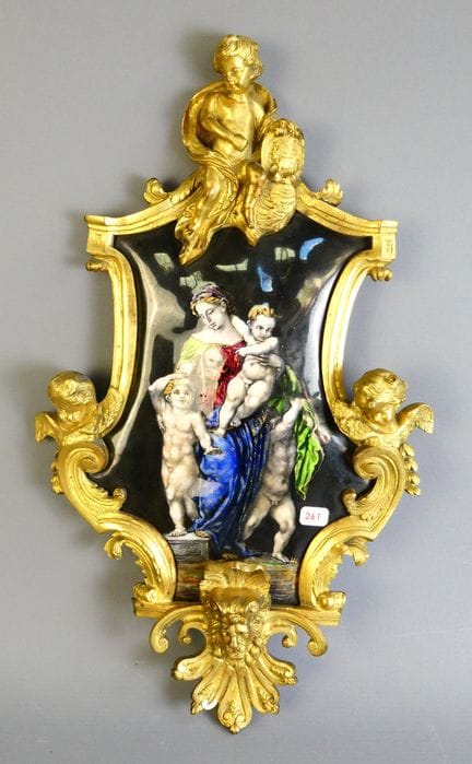Tavola smaltata su rame raffigurante un'allegoria 