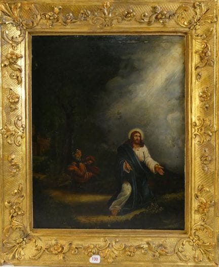 Christus im Garten Getsemani. Öl auf Holztafel, an