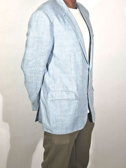 HUGO BOSS - Veste en lin bleu ciel à effet texturé