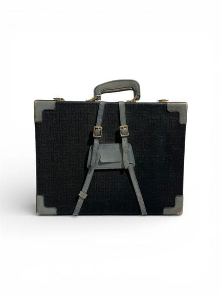 BALMAIN
Mallette de voyage en cuir et tissu monogr