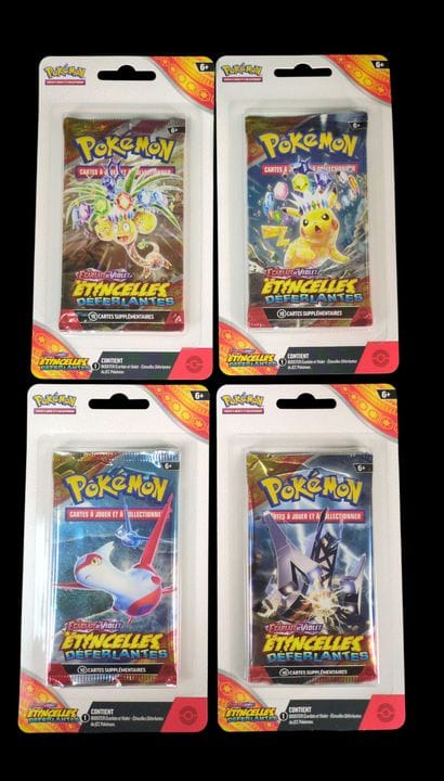 Set aus 4 in Blistern versiegelten Pokémon-Booster