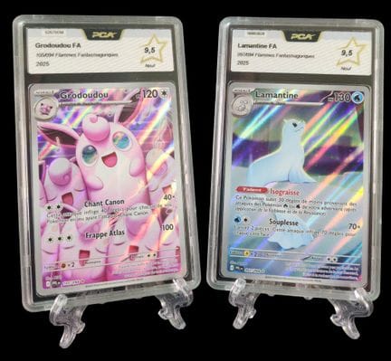 Set of 2 graded Pokémon cards:
- Grodoudou 105/094