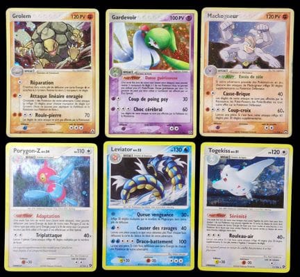 Set of 6 Pokémon cards
- Grolem 26/100 - Ex: Creat