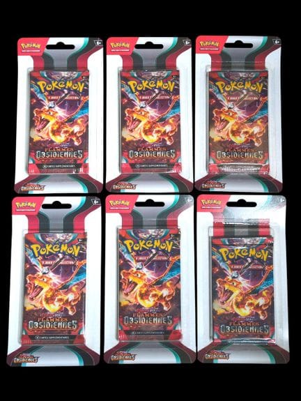 Set mit 6 Pokémon-Boostern, versiegelt in Blisterv