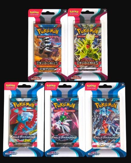 Set mit 5 Pokémon-Boostern, versiegelt in Blisterv
