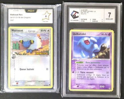 Set of 2 graded Pokémon cards:
- Wattouat 54/101 r
