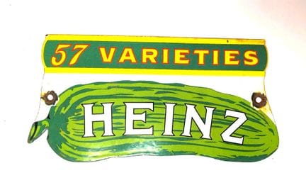 Placa esmaltada Heinz
Dimensiones: 25 x 12 cm 
Pre